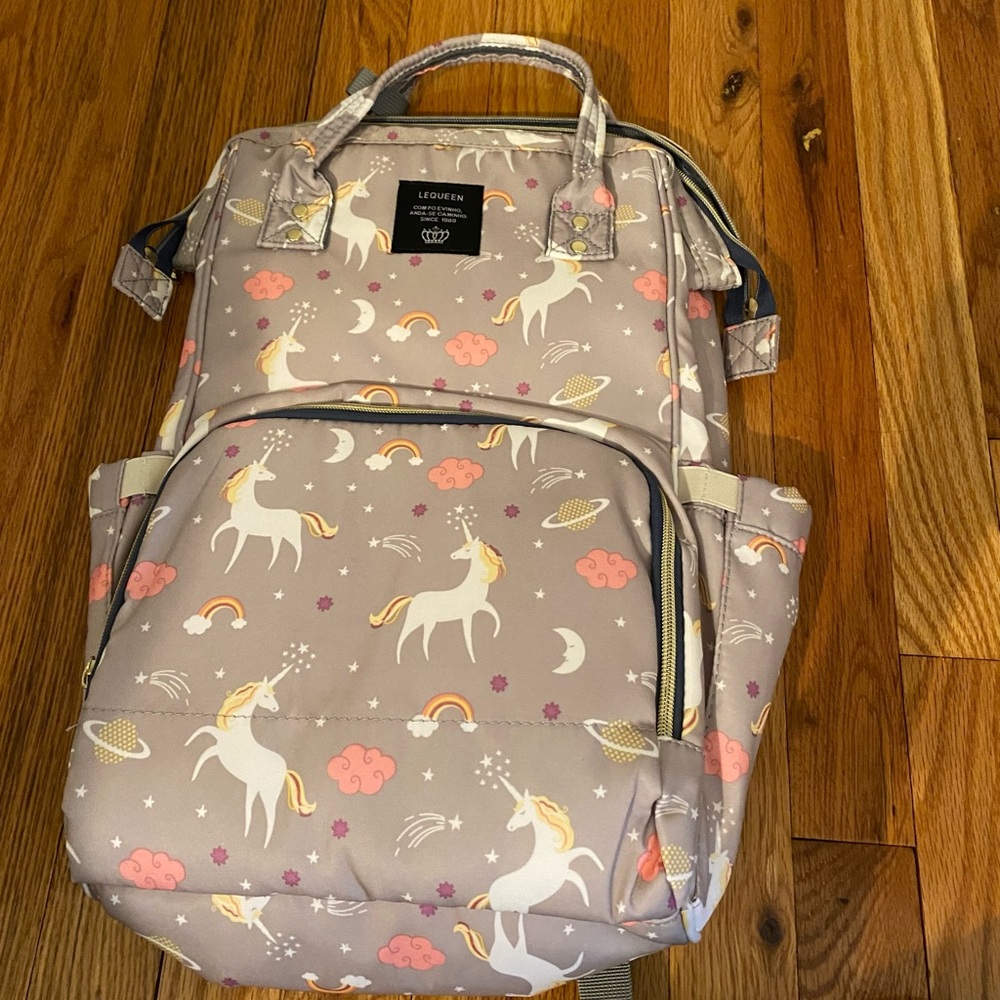 Kids Unicorn Backpack - Gray and Pink